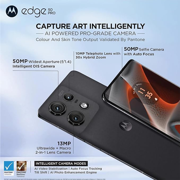 Buy Motorola Edge 50 Pro 5G with 125W Charger 12 GB RAM 256 GB Black Beauty Mobile Phone - Vasanth and Co